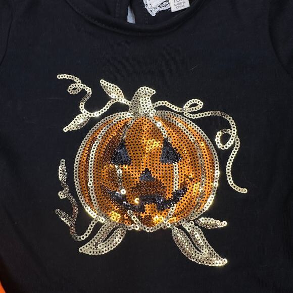 Btween Halloween Outfit Girls 18M Pumpkin Top, Striped Pants Headband Set Fall - Picture 3 of 8